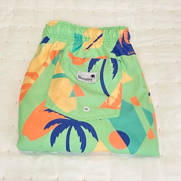 Boardies Swim Trunks Men's M Bright Green Tropical Geometric Print, Beach, Pool - Picture 11 of 11
